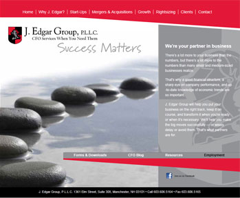 Home page for J. Edgar Group, a CPA/consulting firm. Text by John Elder.
